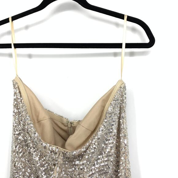 Alexia Admor Strapless Mini Sequin Dress Womens Size Medium Silver Ruffle Detail - Picture 3 of 7